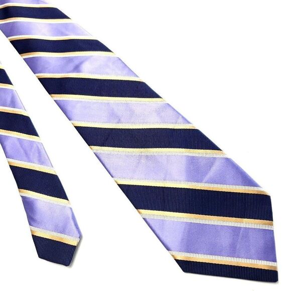 Jos A Bank Purple Cotton Silk Tie Woven Striped‎ - Picture 1 of 6
